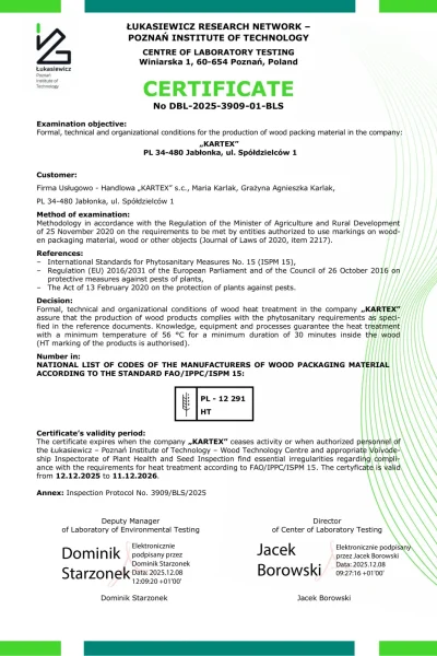 Certificate IPPC 2026 Kartex ENGLISH